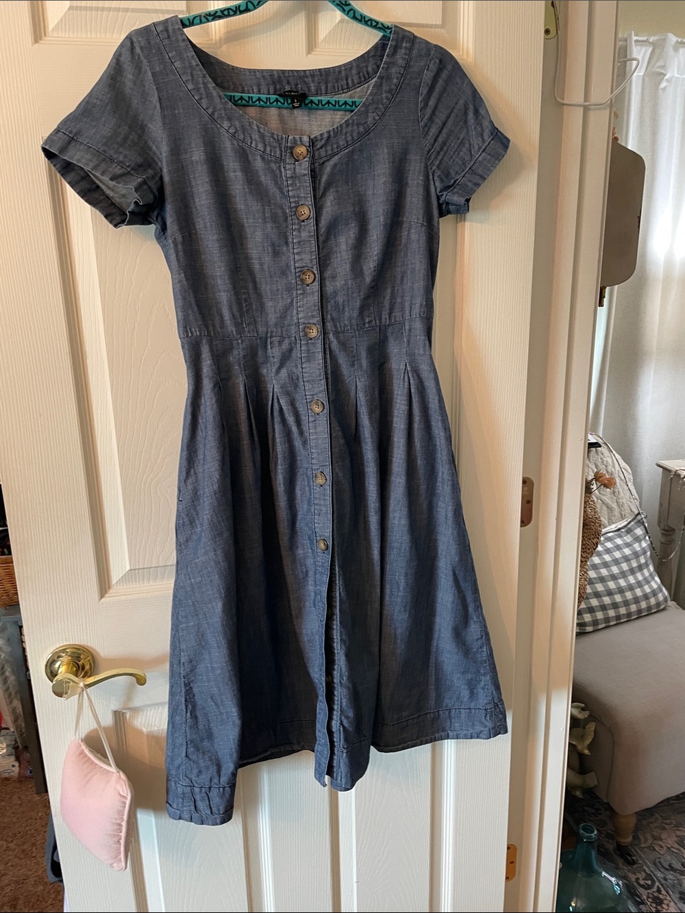 Talbots Blue Chambray Button-Front Midi Womens 2